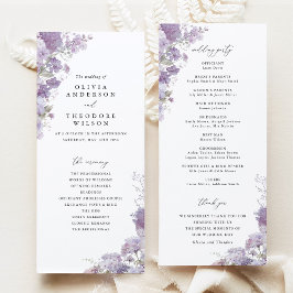 Programa Lavender Floral Elegant Wedding Ceremony Program