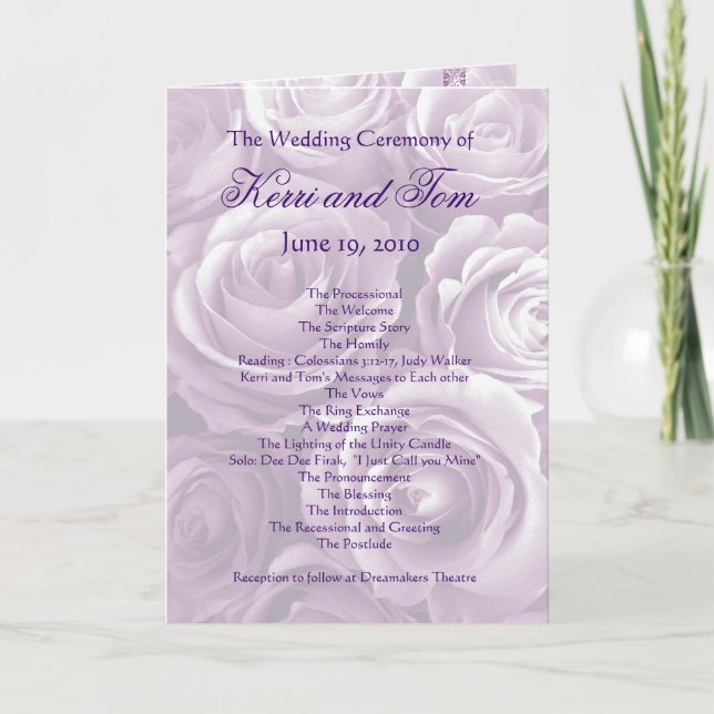 Programa LAVENDER PURPLE Customized Wedding Program (Frente)