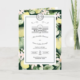 Programa Lemon Floral Monograma Emerald Green Casamento dob