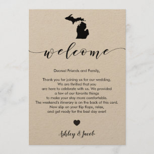 Programa Letra da boa vinda do casamento de Michigan &