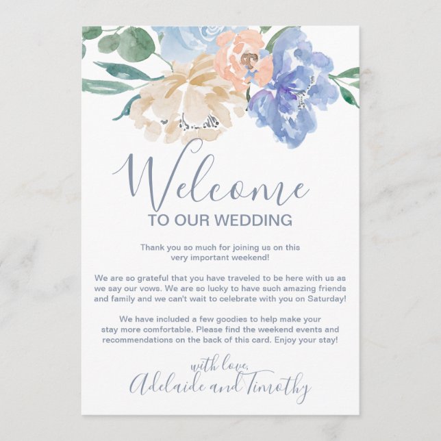 Programa Letra de boas-vindas do Dusty Blue Florals (Frente)