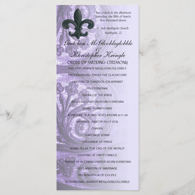PROGRAMA Lilac "Fécula de ferro de lis" WEDDING (Frente)