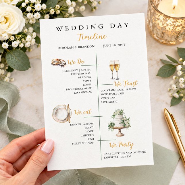 Programa Lindo Cronograma de Casamento em Aquarela Plano  (Criador carregado)