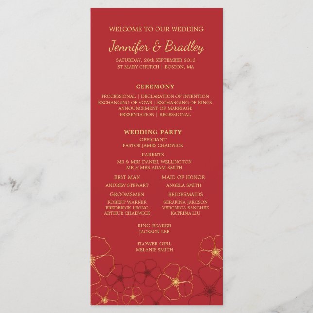 Programa Linha do tempo de casamento do Red Dourado Cherry  (Frente)