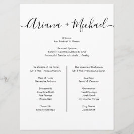 Programa Lista de Entourada de Casamento Minimalista Elegan