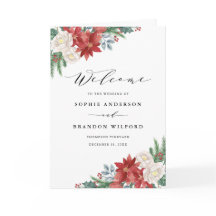 Livreto de Casamento Floral de Natal em Aquarela p