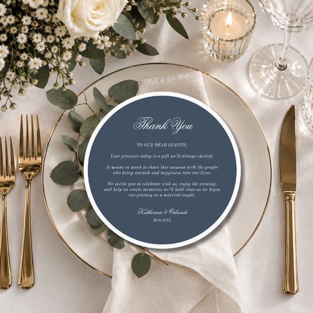 Programa Lugar de convidado de casamento formal azul marinh (Criador carregado)