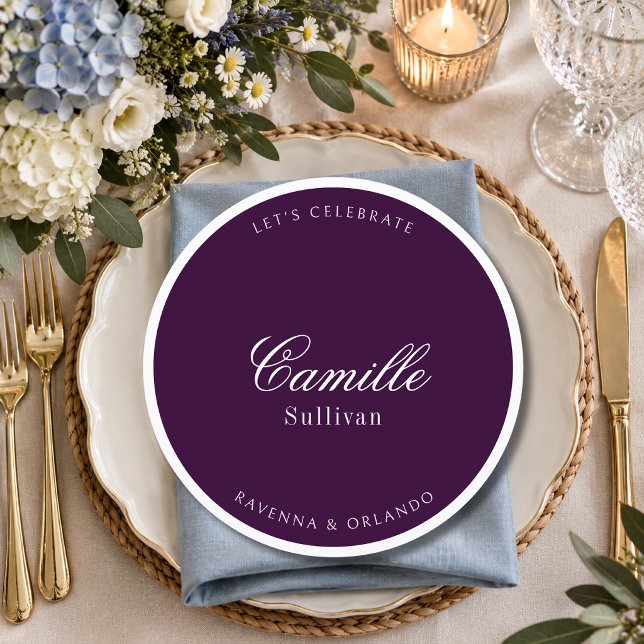 Programa Lugar de convidado de casamento formal em ameixa p (Criador carregado)