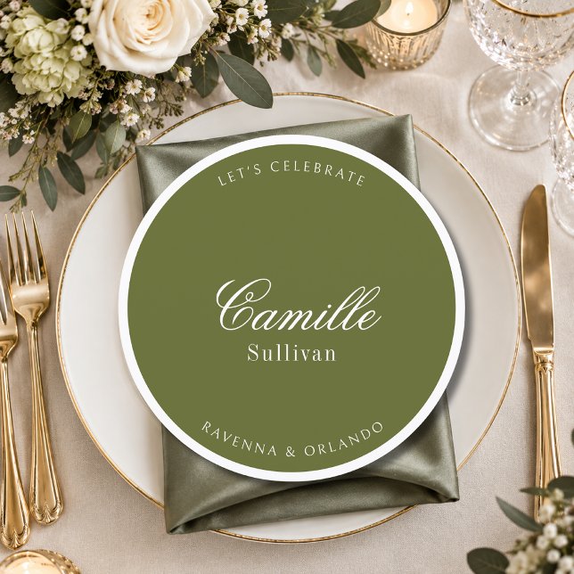 Programa Lugar de convidado de casamento formal verde oliva (Criador carregado)