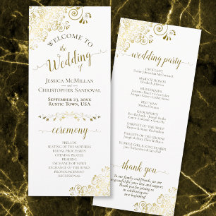 Programa Lugar Dourado do Ornamentado Elegante no Casamento