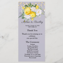 Programa Luzes russas Yellow Floral Menu.Wedding Program