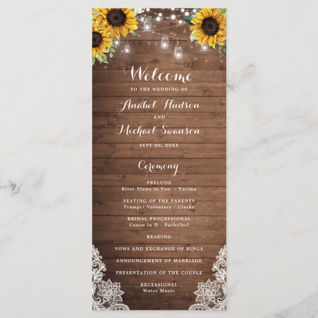 Programa Madeira Rústica Corda de Girassol Luzes Lace Mason (Frente)