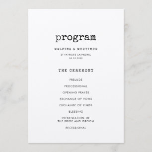 Programa Máquina de escrever minimalista casamento frente e