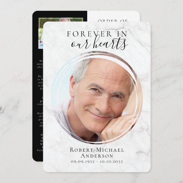 Programa Marble Photo Funeral Program (Frente/Verso)