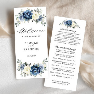 Programa Marinho Azul Dusty Champanhe Ivory Floral Casament