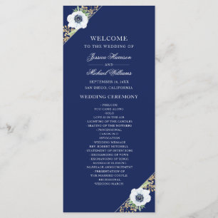 Programa Marinho Azul Floral Elegante Buquê Anemone Casamen