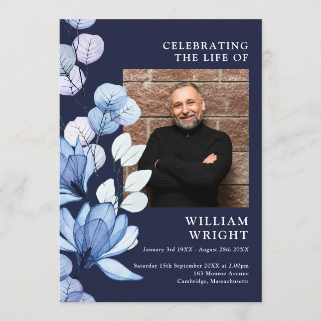 Programa Marinho Azul Floral Memorial Funeral Ordem De Serv (Frente)