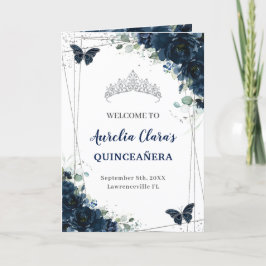 Programa Marinho Blue Floral Silver Quinceañera Ordem do Ev