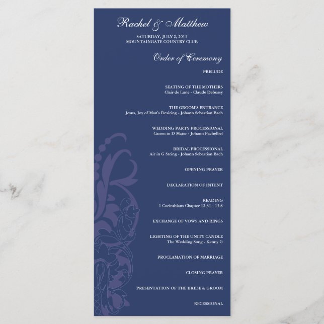 Programa marinho Blue Floral Weding (Frente)