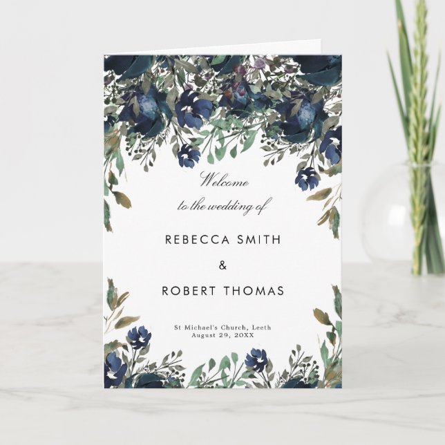 Programa Marinho floral cerimônia de casamento ordem de ser (Frente)