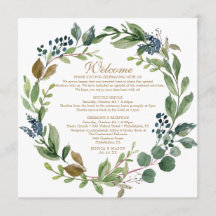 Marinho Greenery Dourado Carta de Boas-vindas