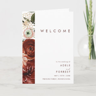 Programa Marsala Autumn Floral   Casamento Dobrado Branco