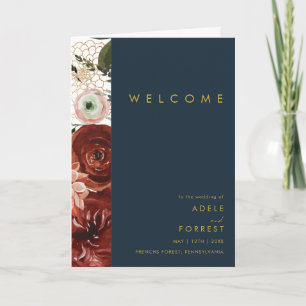 Programa Marsala Autumn Floral Casamento dobrado em Marin