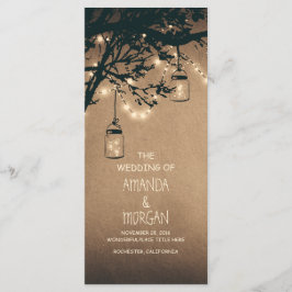 Programa Mason Jar String Lights Tree Wedding Programs
