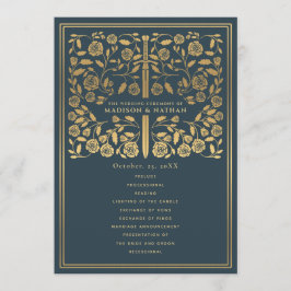Programa Mauve Royal Medieval Sword Wedding Program