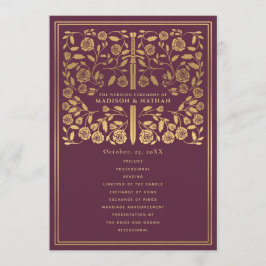 Programa Mauve Royal Medieval Sword Wedding Program