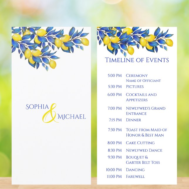 Programa Mediterrâneo-Limões-Casamento- (Mediterranean-Lemons- Wedding Program-Timeline of Events)
