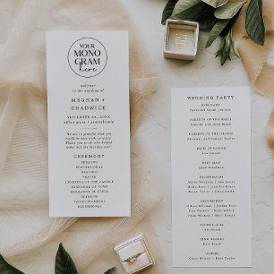 Programa MEGHAN Monograma Branco Simples Casamento Moderno