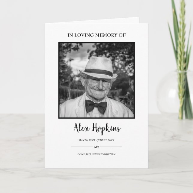 Programa Memorial de Foto do Quadro Negro Dobrado Funeral (Frente)