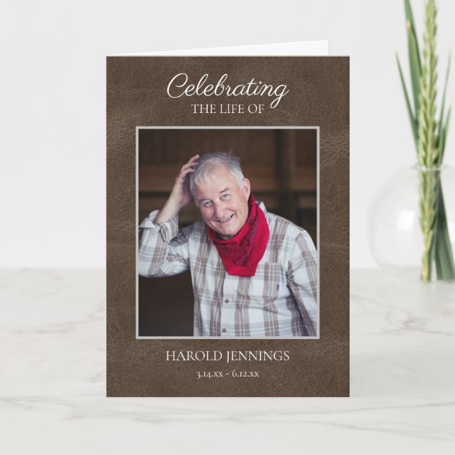 Programa Memorial do Funeral de Textura de Couro Fotográfic (Frente)