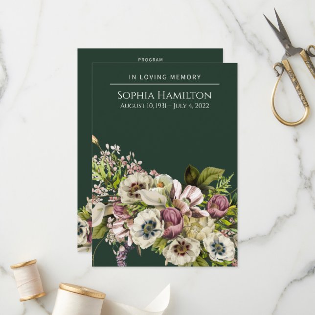 Programa Memorial do Funeral Floral Verde (Frente/Verso In Situ)