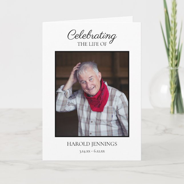 Programa Memorial Elegante do Funeral Fotográfico (Frente)