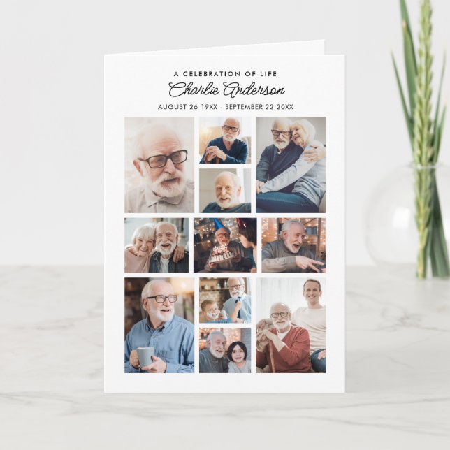 Programa Memorial/Funeral Dobrado 14-Foto Colagem Moderna (Frente)