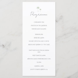 Programa Minimal Watercolour Palm Tree Wedding Programme