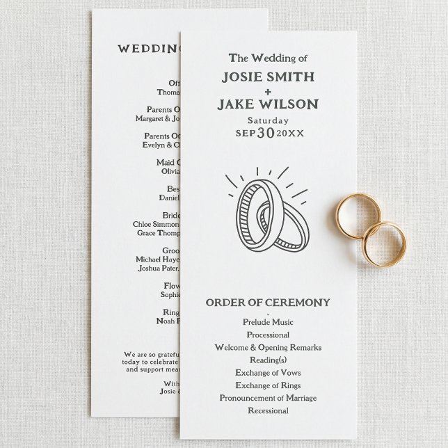 Programa Minimal wedding rings wedding ceremony program (Minimal wedding rings wedding ceremony program)