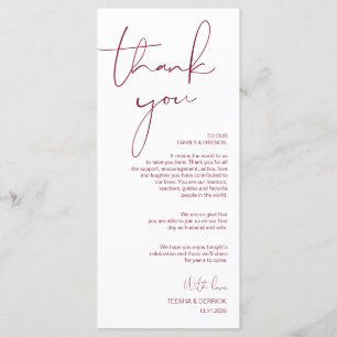 Programa Minimalismo Burgundy Script Colocação Obrigado
