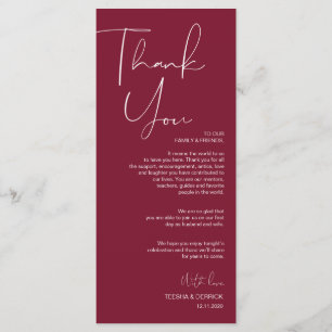 Programa Minimalismo Burgundy Script Colocação Obrigado