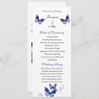 Programa Minimalist Blue Editable Photo Wedding Program