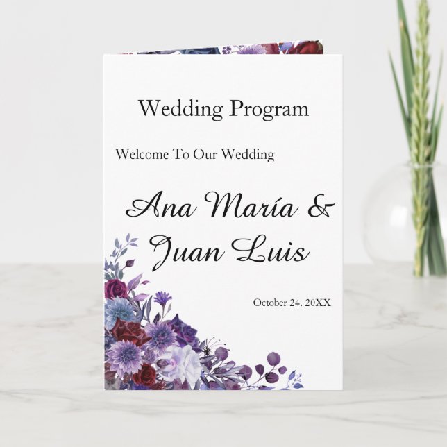 Programa Minimalist Editorial Wedding Program Folded Card (Frente)