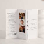 Programa Mínimo de Bar Mitzvah Trivezes com Foto<br><div class="desc">Torne o seu dia de casamento exclusivamente seu com o nosso programa minimalista de triplicações preto e branco, com múltiplas fotos. Este produto tem um elemento de cor - você mesmo terá que dobrá-lo em um estilo de brochura. Inclui informações sobre as honras, a linha do tempo do evento, um...</div>