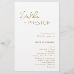 Programa mínimo Dourado de casamento moderno