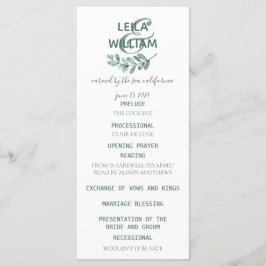 Programa Mint Botanical Elegant Wedding Program
