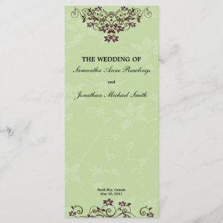 Programa Mint Green & Chocolate Brown Weding Program