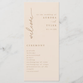 Programa Modern Beige Script Wedding