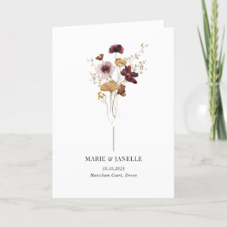 Programa Modern Boho Burgundy de Casamento de Flor