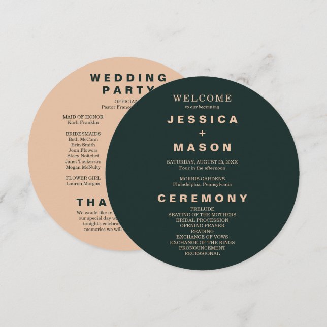 Programa Modern Boho Earth Tone Circle Weding (Frente/Verso)